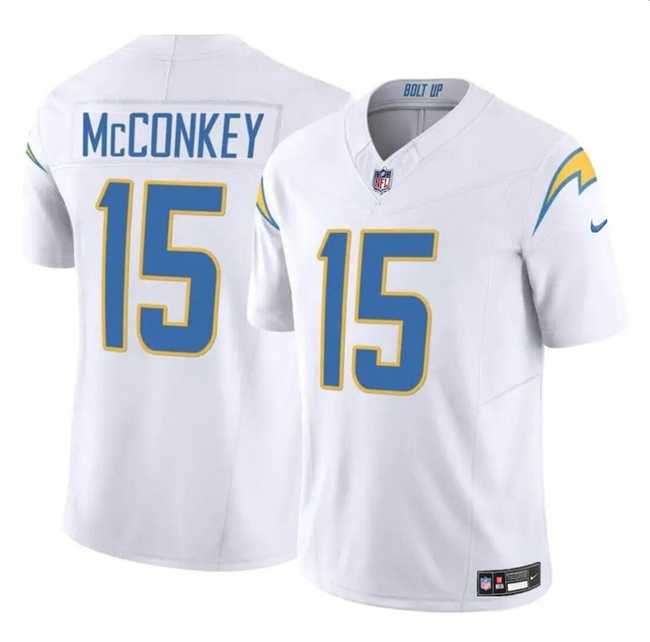 Men & Women & Youth Los Angeles Chargers #15 Ladd McConkey White 2024 F.U.S.E Draft Vapor Limited Stitched Jersey->los angeles chargers->NFL Jersey